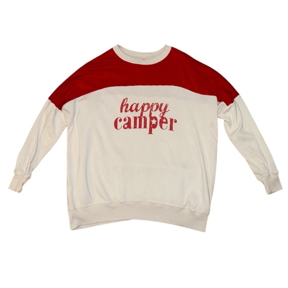 Aerie happy camper red white oversized pullover women's size women’s size small - Picture 1 of 14